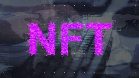 animación de texto nft sobre persona que utiliza el teclado
