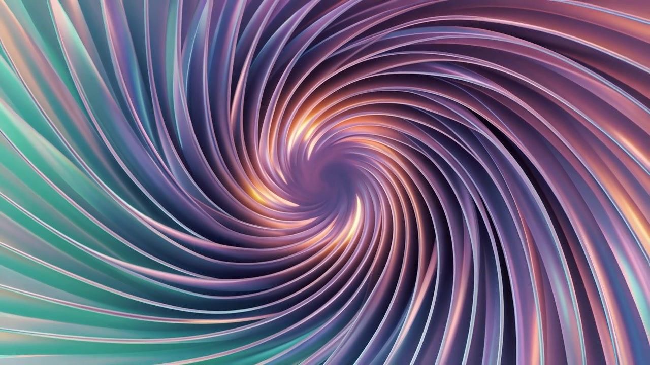 Spirale Astratta Rotante con Trama Metallica Iridiscente