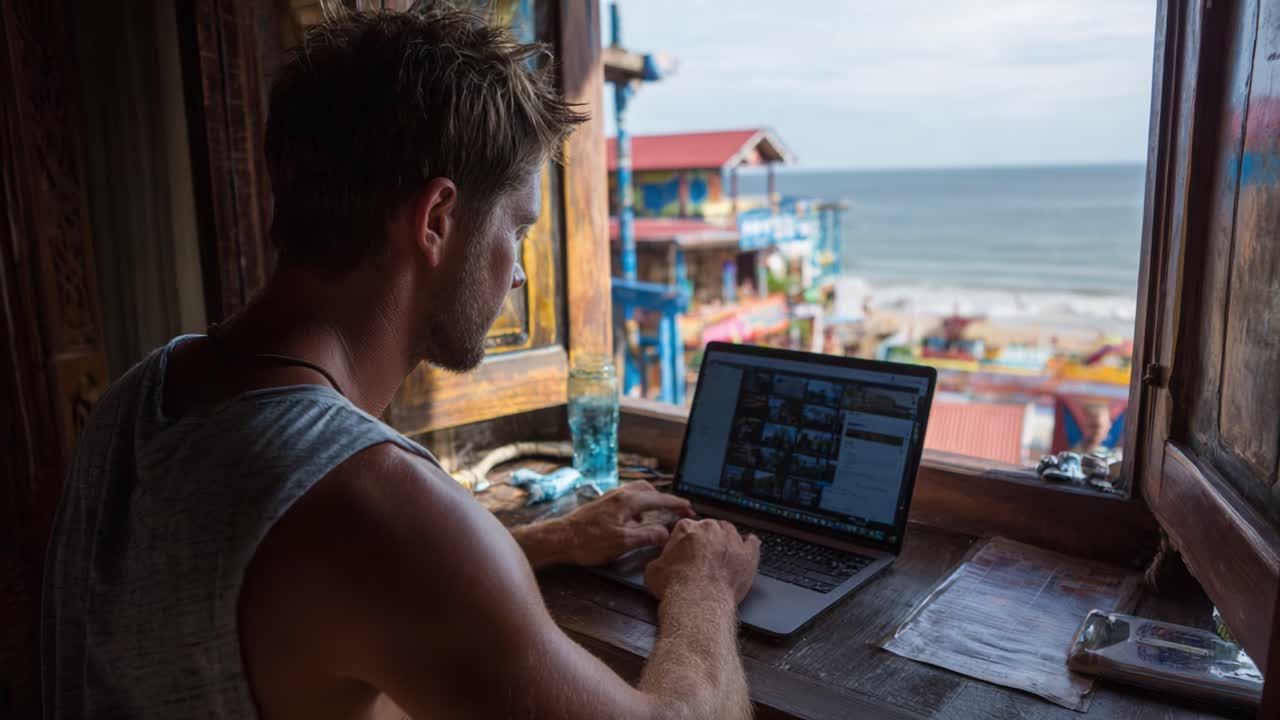 A Digital Nomad's Perspective: Working Remotely from a Cozy Coastal Space with a Scenic View of the Sea and Vibrant Surroundings