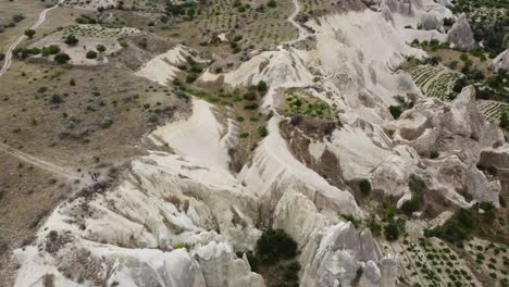 aerial drone flight traveling over travel destination of cappadocia, turkey