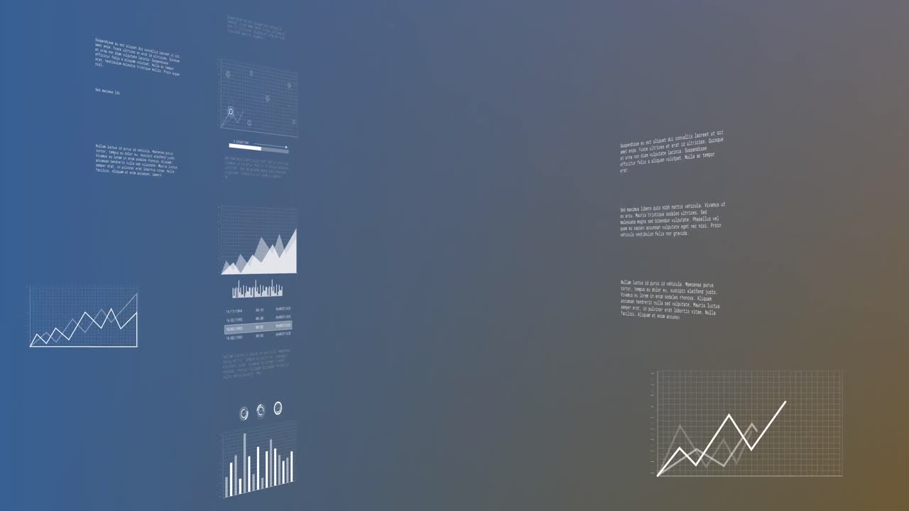 Animation of financial data processing with statistics