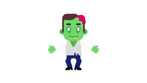 el zombi se alegra levantando las manos. personaje de halloween. canal alfa.