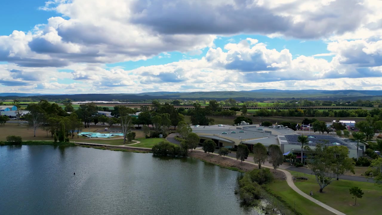 Drone footage flying over Apex Park in Gatton in the Lockyer Valley
