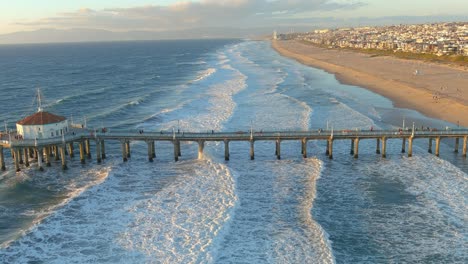 Manhattan-Beach-Pier-|-Fly-By-|-Sunset-|-California-|-Ocean