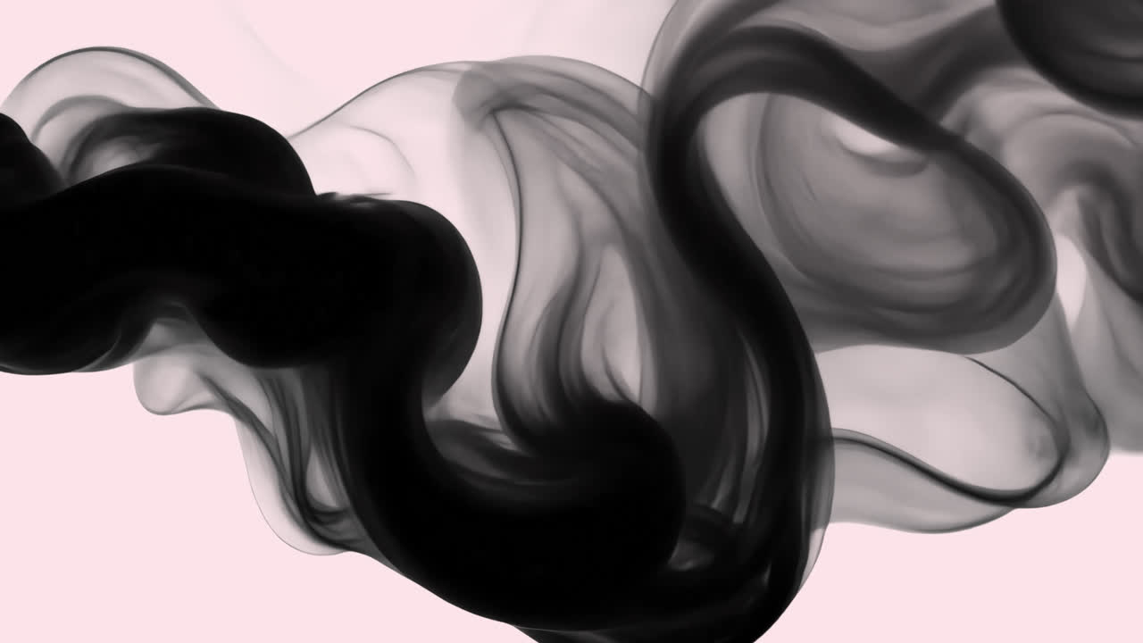 Abstrakt animeret sort og hvid røg-overlay, transparent 4K-video, alfakanal, ProRes 4444