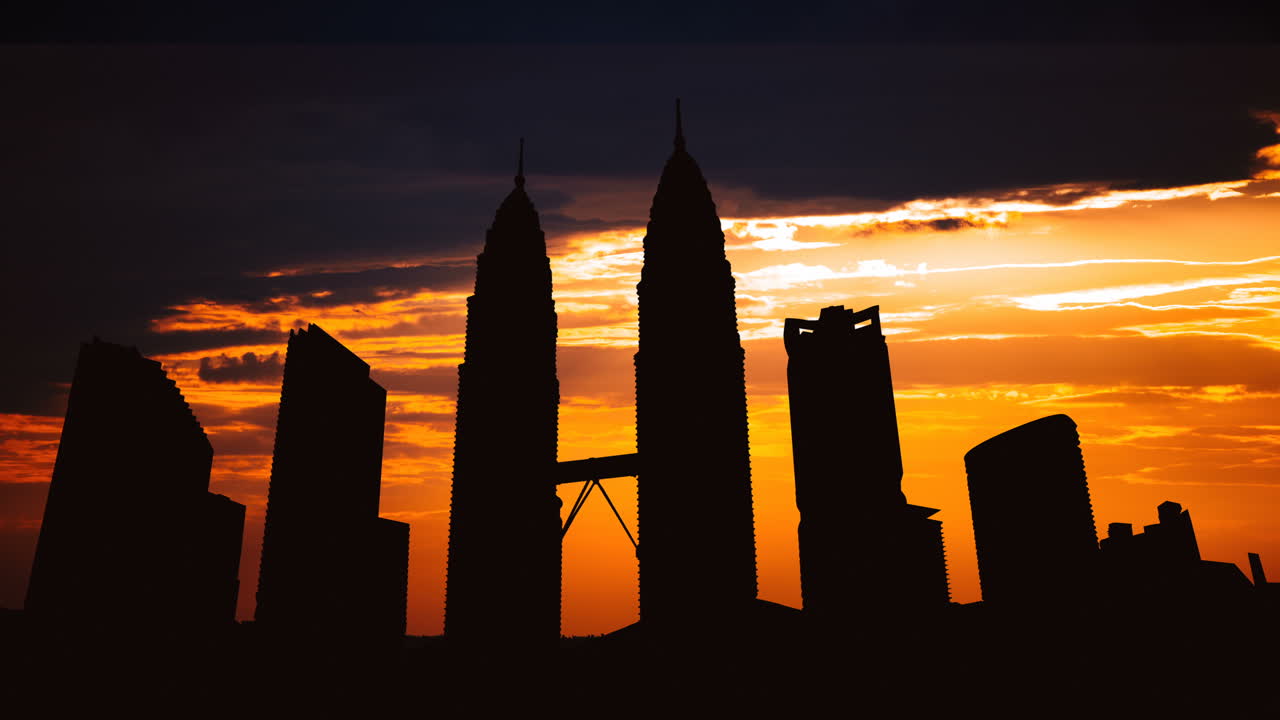 Kuala Lumpur Skyline at Sunset Silhouette
