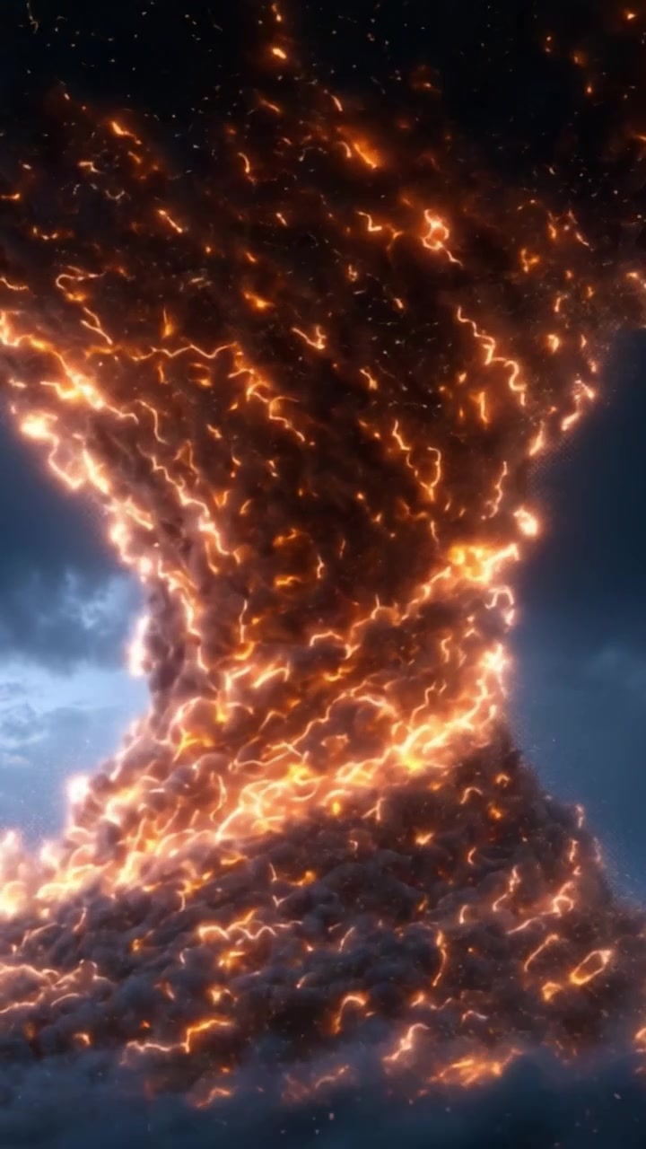 Erupción dinámica de llamas energéticas y corrientes eléctricas: cautivadoras imágenes de un giro ardiente del poder de la naturaleza en una impresionante exhibición de luz y movimiento.