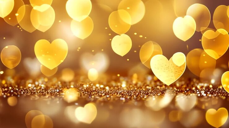 A romantic video concept with a bokeh effect, featuring heart-shaped lights