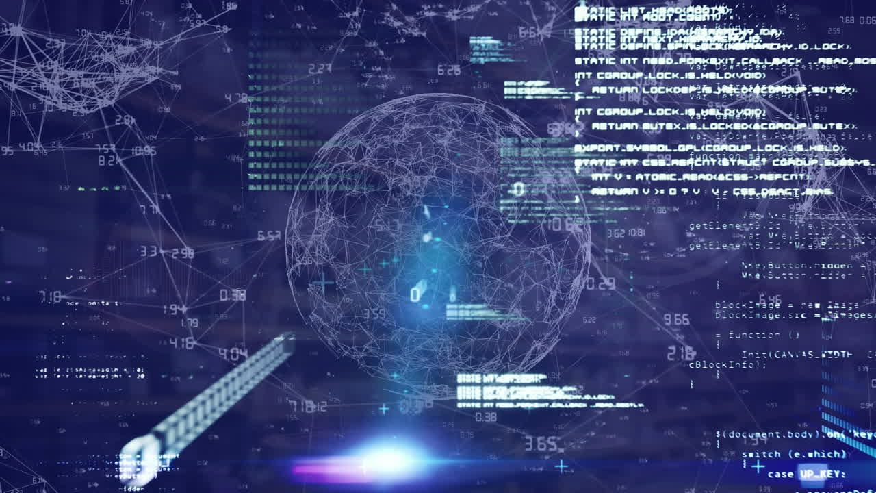 animación de codificación binaria y procesamiento de datos en todo el mundo