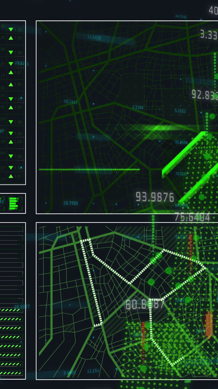 디지털 스크린에서 금융 데이터 처리의 애니메이션