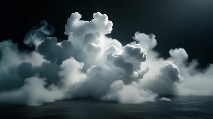 Dense White Clouds Swirling Over Dark Surface