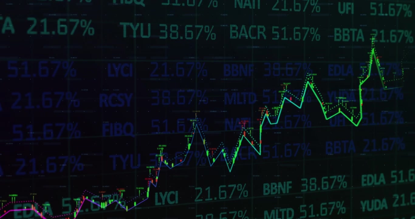 Animazione di elaborazione di dati finanziari e registrazione di statistiche