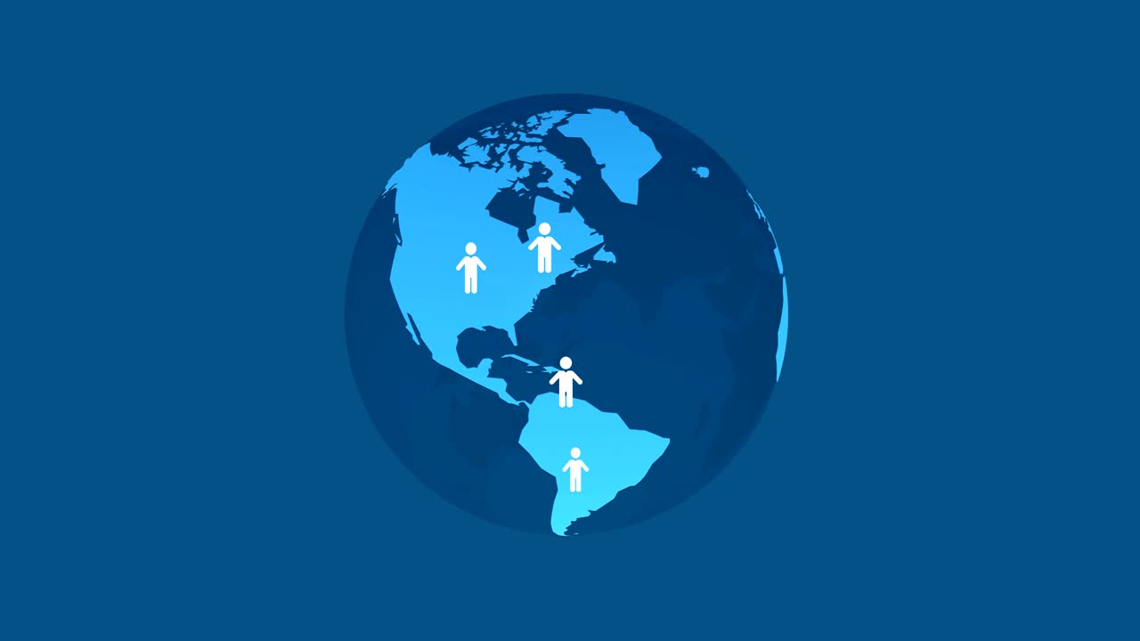 사람 아이콘과 함께 파란색 지구 추상적인 소셜 네트워크 개념