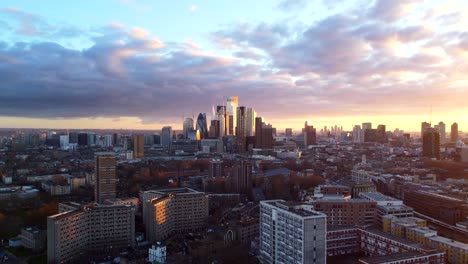 Horizonte-De-La-Ciudad-De-Londres-Y-Puesta-De-Sol-De-Rascacielos