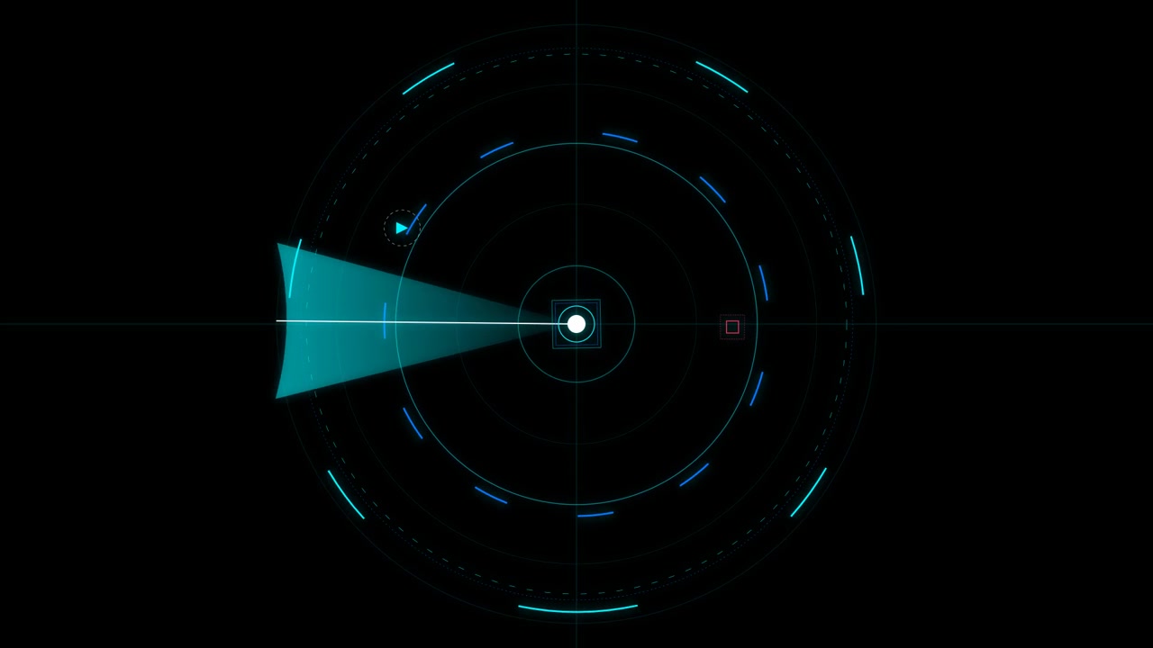 Interfaccia radar digitale in scansione su sfondo scuro