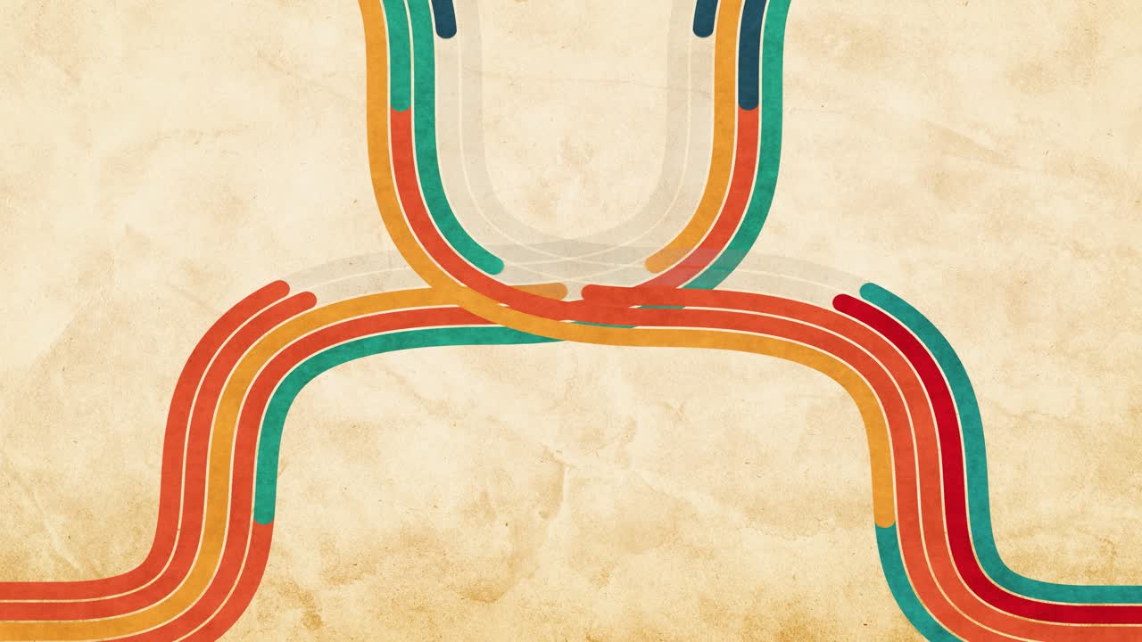 Retro Abstract Animation of Colorful Moving Lines on Vintage Paper