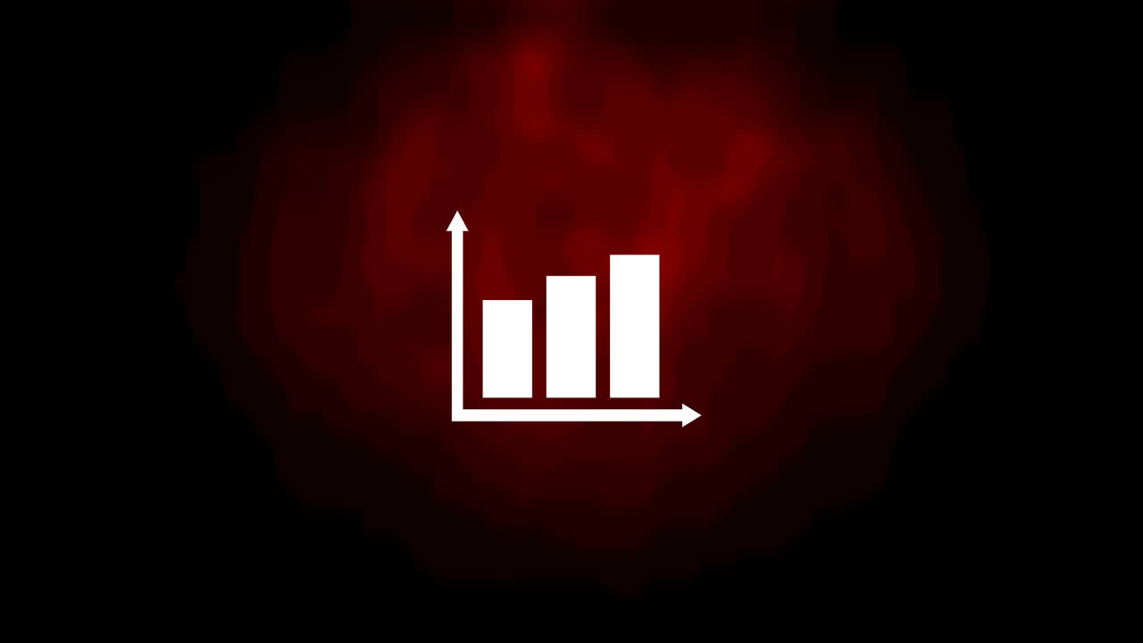 Animation of white statistics processing on red and black background