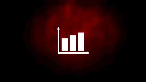 animation of white statistics processing on red and black background