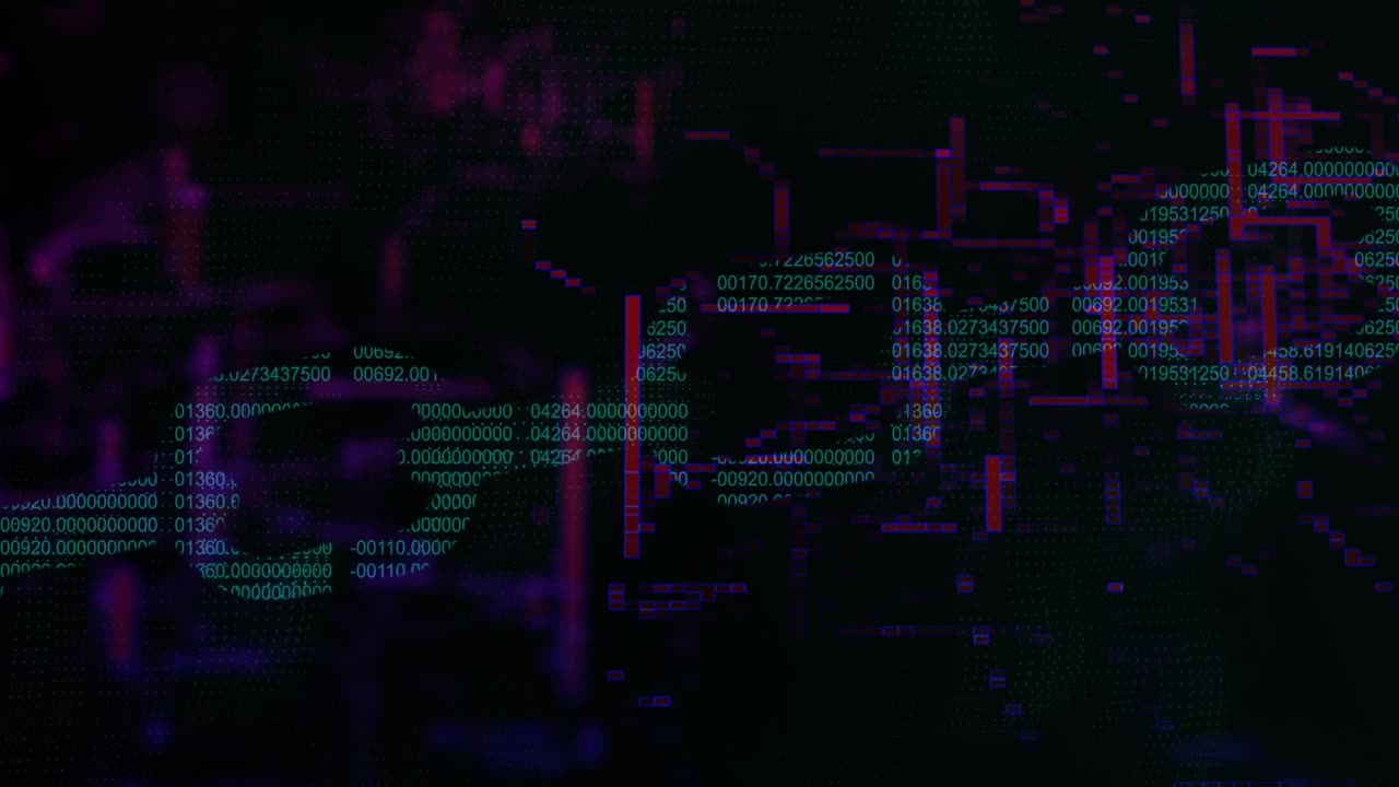 animación del procesamiento de datos sobre un fondo negro