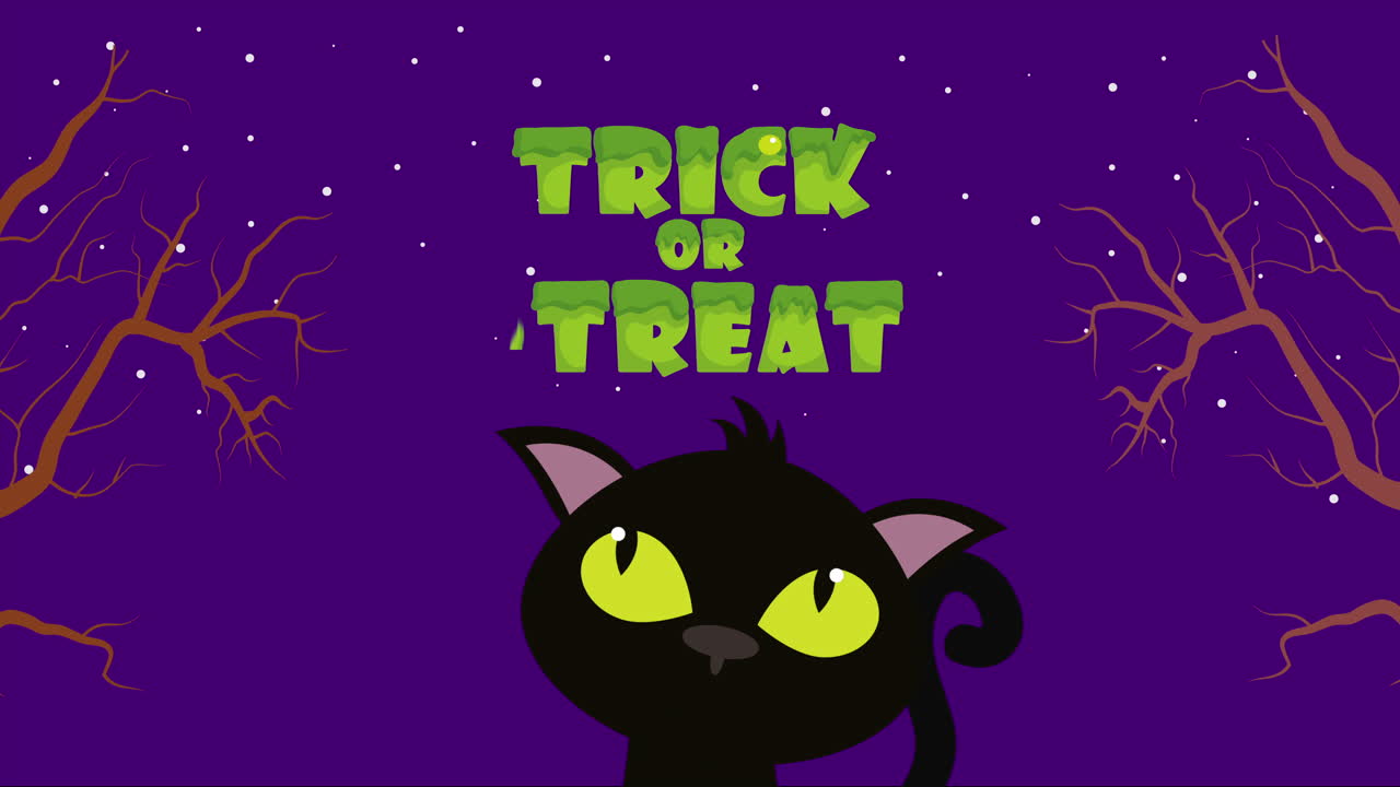 escena oscura de halloween con gato y ramas