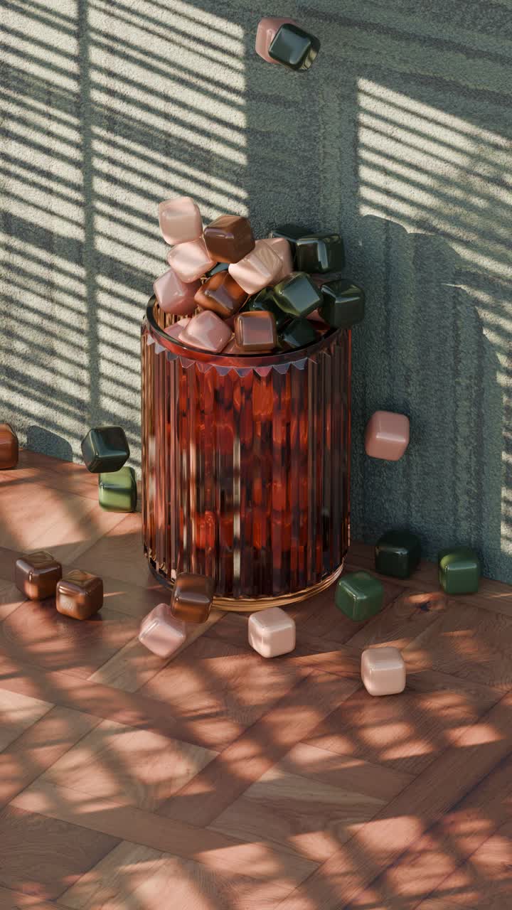 cubos que caen en un jarrón - naturaleza muerta moderna