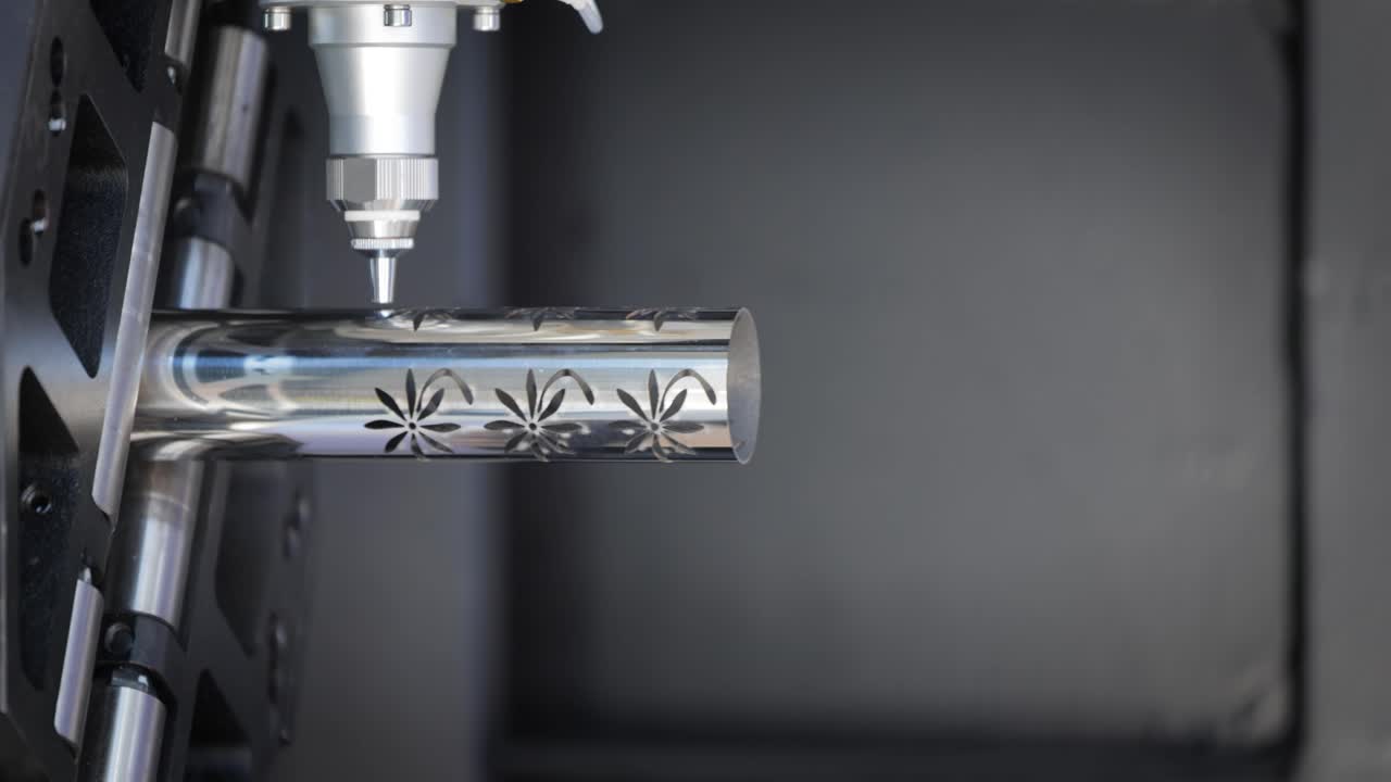 CNC Laser and gas cutting of metal, modern industrial technology.