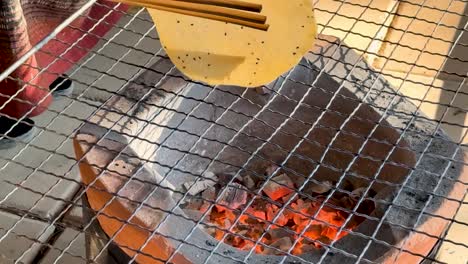 traditional rice grilling in khao yai, thailand