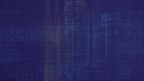 digital code and data processing animation over blue abstract background