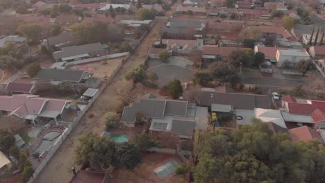 aerial over a neighbourhood in south africa during winter