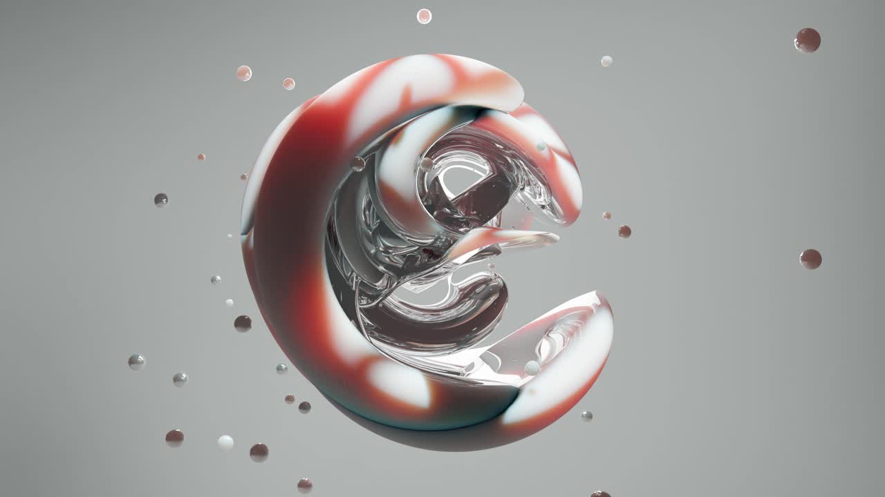 Abstract 3D sphere with metallic and glass elements