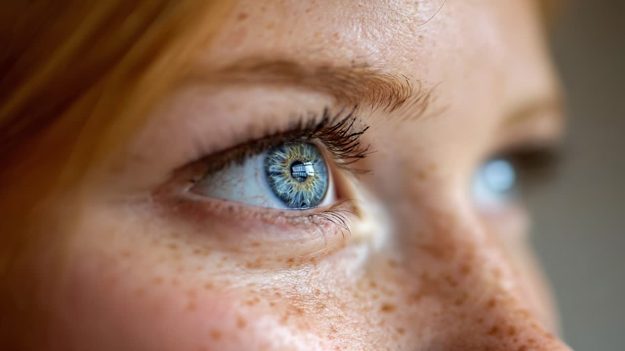 A Close-Up Exploration of a Captivating Hazel Eye, Highlighting the Intricate Details of the Iris, Freckles, and Expressive Features That Draw the Viewer In