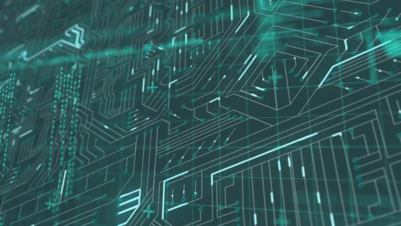 Animation of data processing with computer circuit board