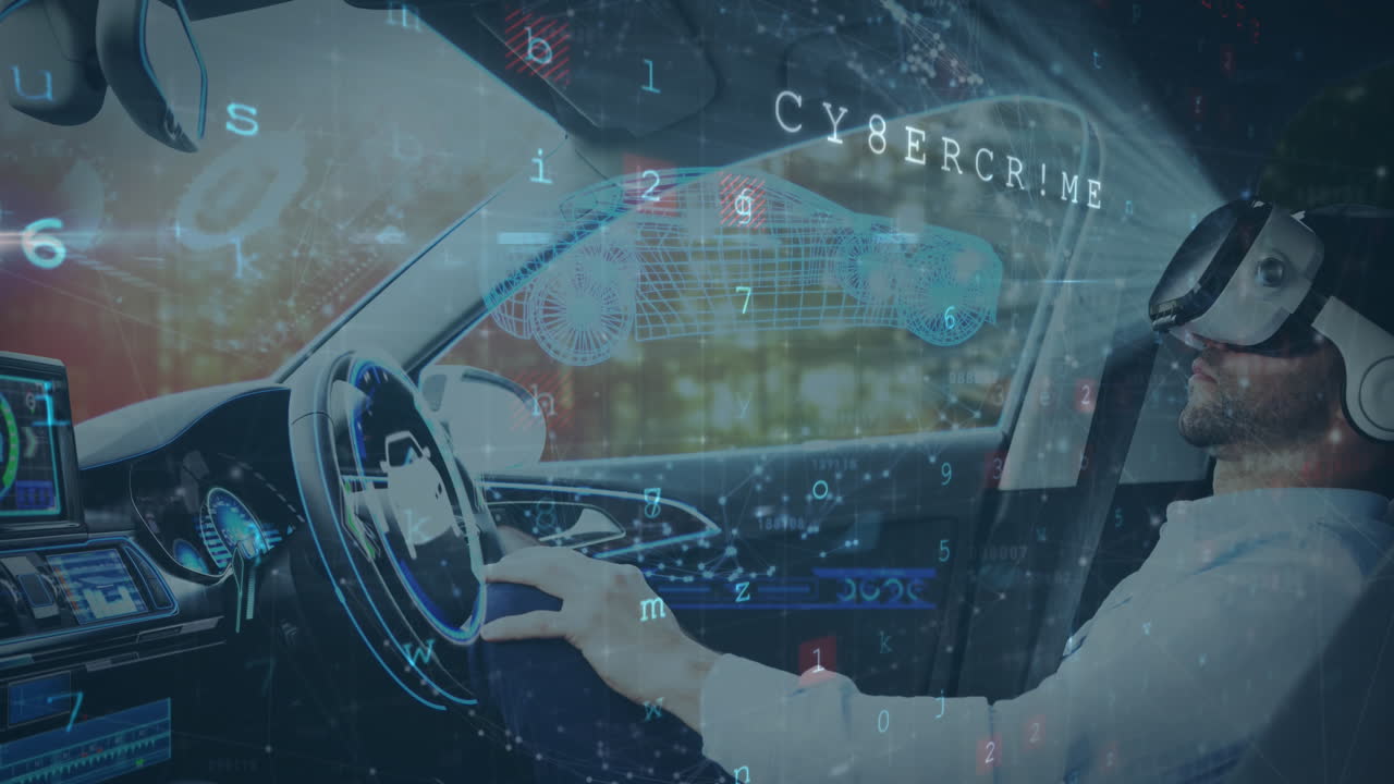 자율주행 자동차를 사용하는 vr 헤드 ⁇ 으로 정보 디스플레이의 애니메이션