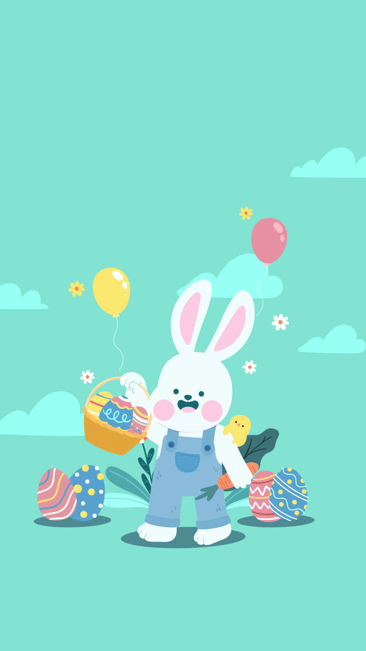 lindo conejito de pascua con huevos