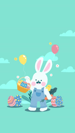 conejo de pascua con huevos