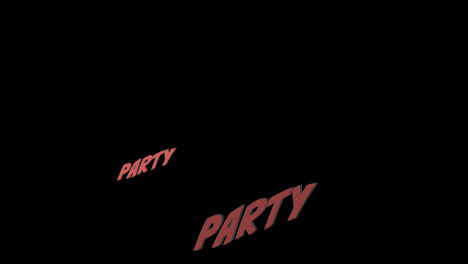 animation of party text in red on black background