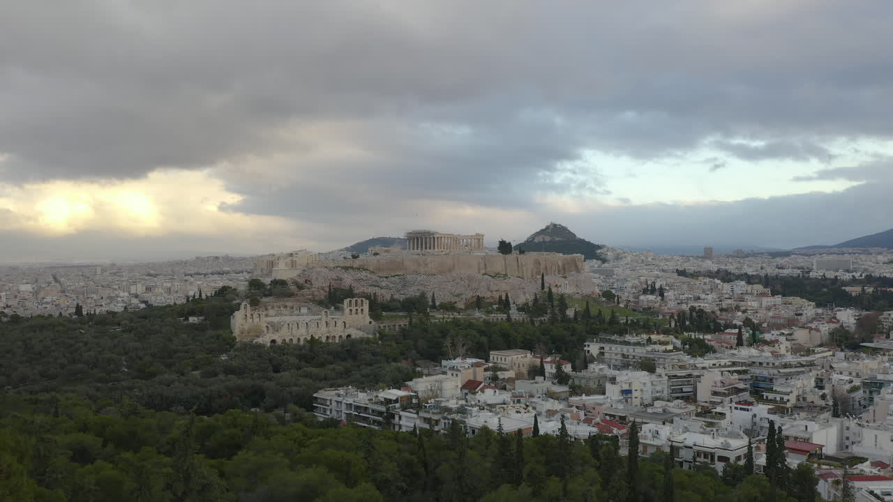 Aerial Establishing Shot Acropolis of Athens