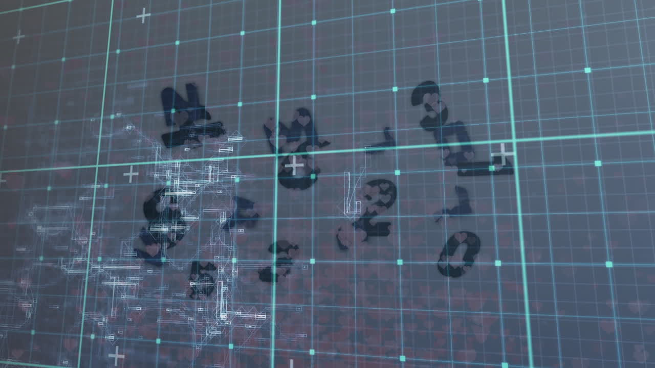 파란색 배경에 숫자를 가진 데이터 처리의 애니메이션