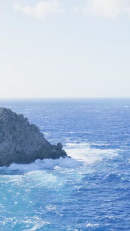 coastal scene with rocky outcrop and waves