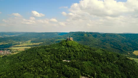 Hohenzollern-Castle,-Germany.-Aerial-FPV-drone-flights.