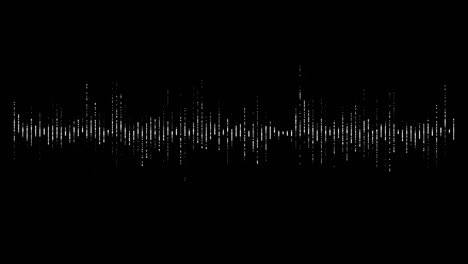 animation of music equalizers and visualizer, vertical white shape bar lines on black background, pulsating and moving up and down, overlay suitable with alpha blending option