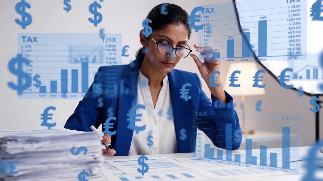 Geconcentreerde professional analyseert financiële documenten met datavisualisaties in een lichte kantooromgeving, wat het belang van aandacht voor detail benadrukt.