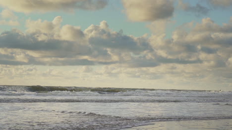 View-of-the-surf-of-the-North-sea,-shot-in-slow-motion