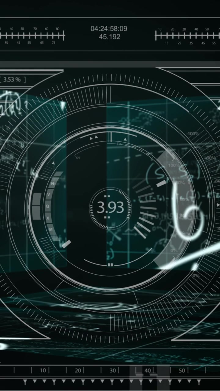 Animation of scope scanning and data processing on black background