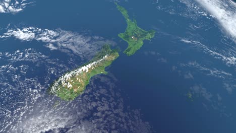 isla de nueva zelanda en el planeta tierra, vista aérea desde el espacio exterior
