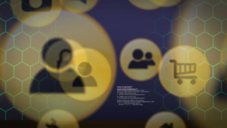 animación de iconos de compras sobre el procesamiento de datos