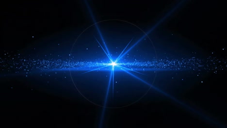 animation of glowing light spots with neon circle moving over black background