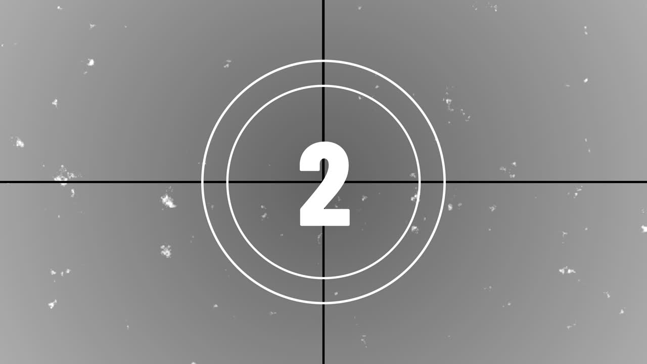 Classic Black and White Film Countdown with Dust and Scratches