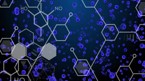 animation of chemical formulas over blue cells on navy background