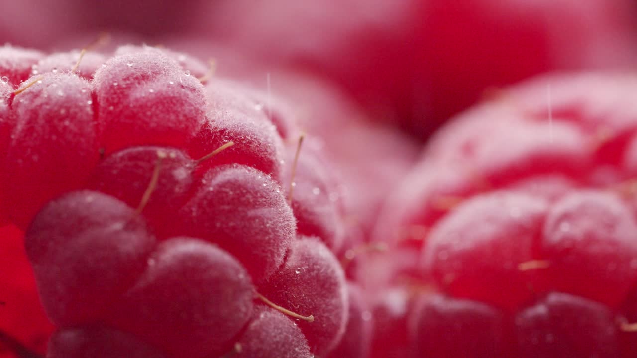 건조한 얼음 안개와 함께 신선한 라즈베리